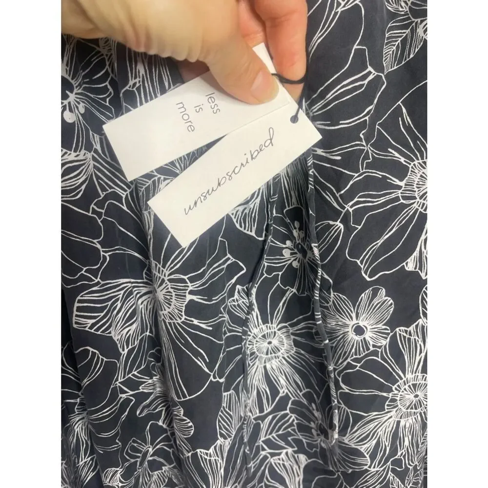 $178 Unsubscribed silk black floral maxi dress NWT XS